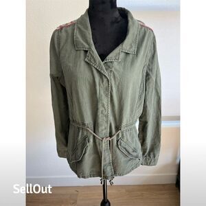 🔖🔖CLEARANCE 🔖🔖American Rag Women's Utility Jacket LGreen Aztec Embroidery Casual